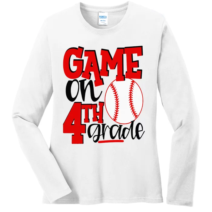 4th Grade Baseball Player 1st Day Of School Ladies Long Sleeve Shirt