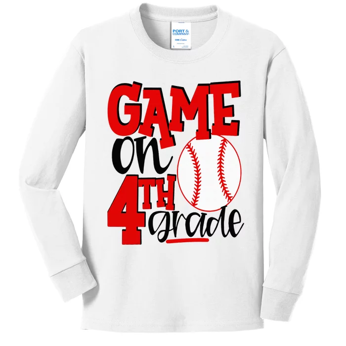 4th Grade Baseball Player 1st Day Of School Kids Long Sleeve Shirt