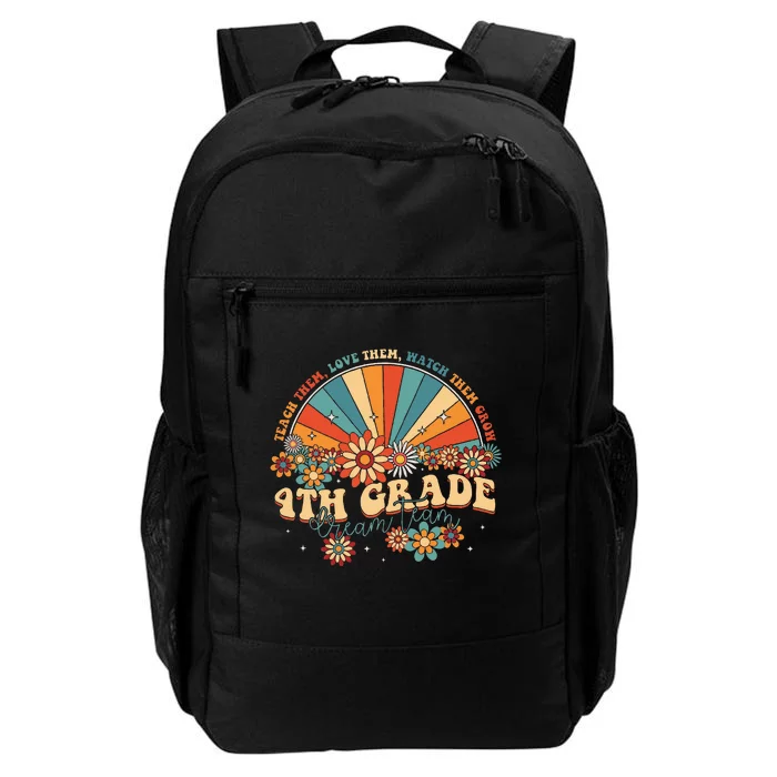 4th Grade Dream Team Groovy Rainbow Back To School Teacher Daily Commute Backpack