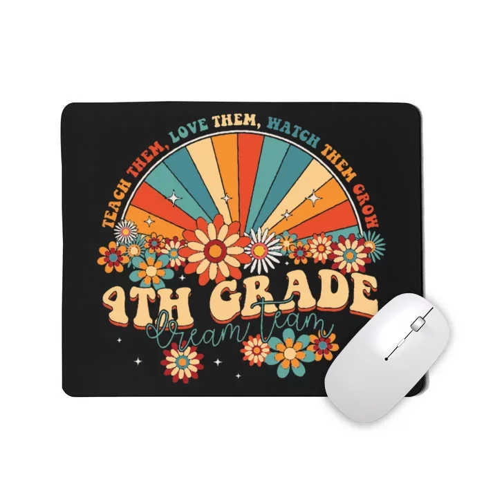 4th Grade Dream Team Groovy Rainbow Back To School Teacher Mousepad