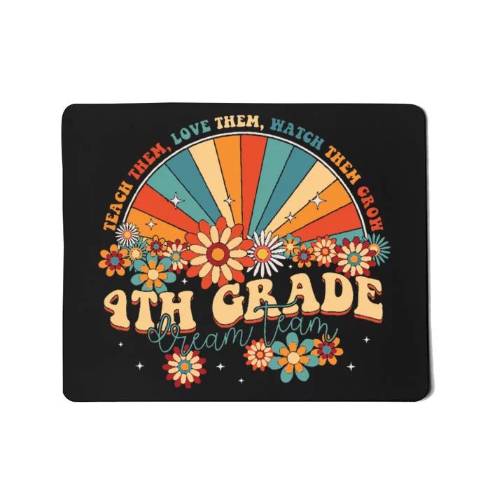 4th Grade Dream Team Groovy Rainbow Back To School Teacher Mousepad