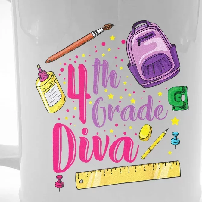 4th Grade Diva First Day Of School Clothes Gift Front & Back Beer Stein