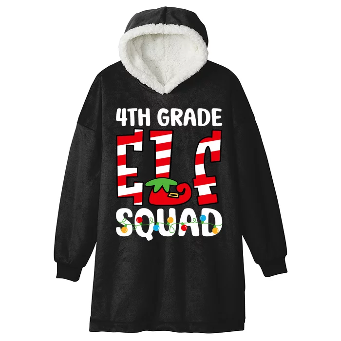 4th Grade Elf Squad Teacher Student Matching Christmas Hooded Wearable Blanket