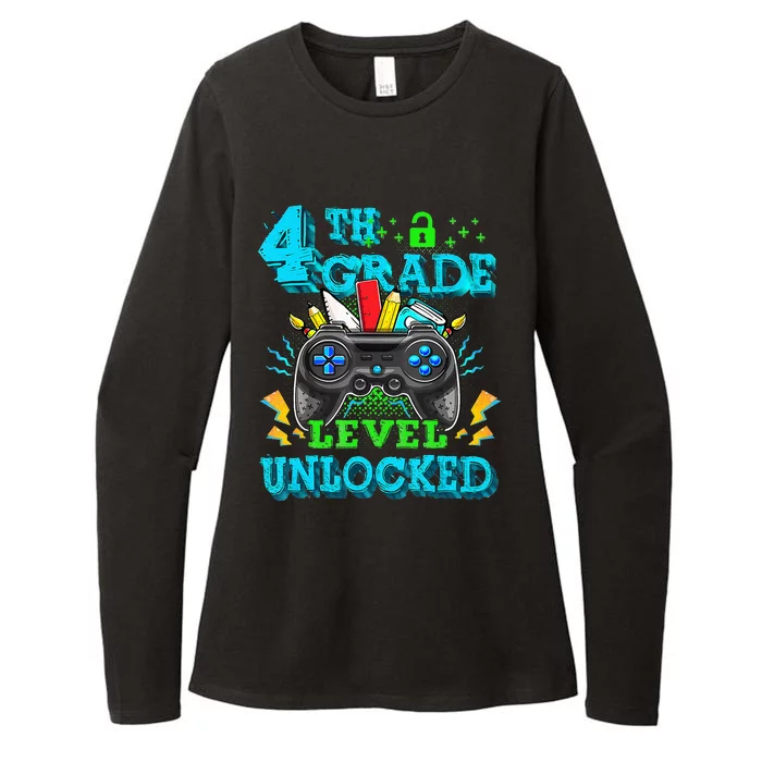 4Th Grade Level Unlocked Video Gamer Back To School Womens CVC Long Sleeve Shirt