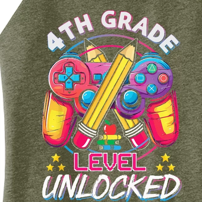 4th Grade Level Unlocked Video Game Back To School Women’s Perfect Tri Rocker Tank