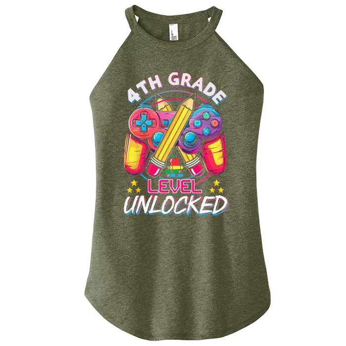 4th Grade Level Unlocked Video Game Back To School Women’s Perfect Tri Rocker Tank