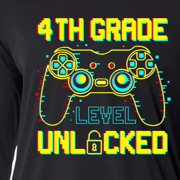 4th Grade Level Unlocked Gamer First Day Of School Boy Cooling Performance Long Sleeve Crew