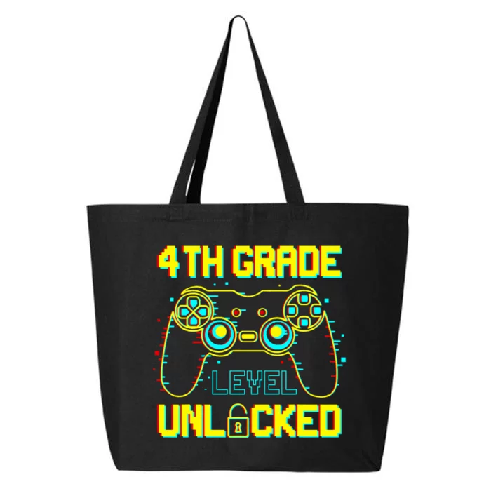 4th Grade Level Unlocked Gamer First Day Of School Boy 25L Jumbo Tote