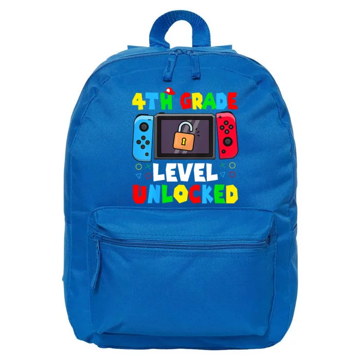 4th Grade Level Unlocked Back To School First Day Gamer Boy 16 in Basic Backpack