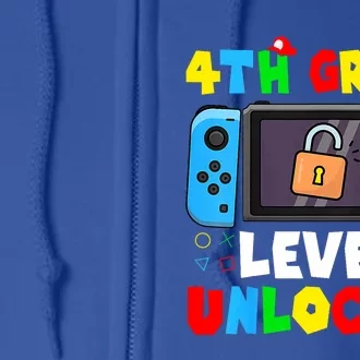 4th Grade Level Unlocked Back To School First Day Gamer Boy Full Zip Hoodie