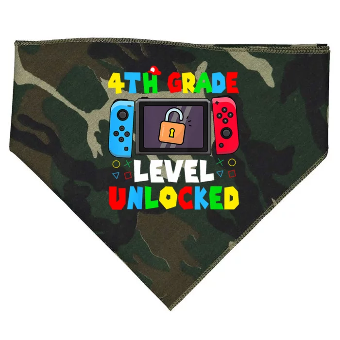 4th Grade Level Unlocked Back To School First Day Gamer Boy USA-Made Doggie Bandana