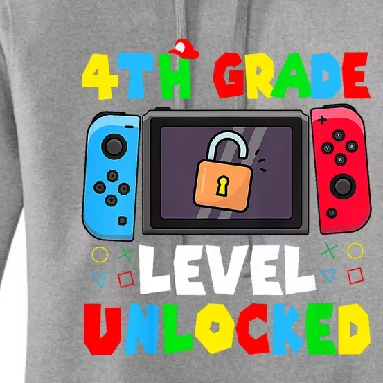 4th Grade Level Unlocked Back To School First Day Gamer Boy Women's Pullover Hoodie