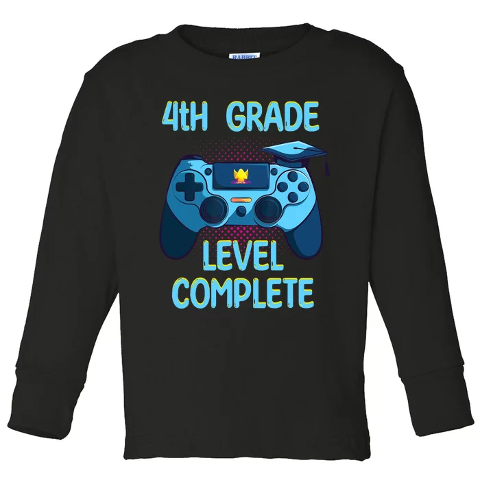 4th Grade Level Complete Last Day Of School funny Graduation Toddler Long Sleeve Shirt