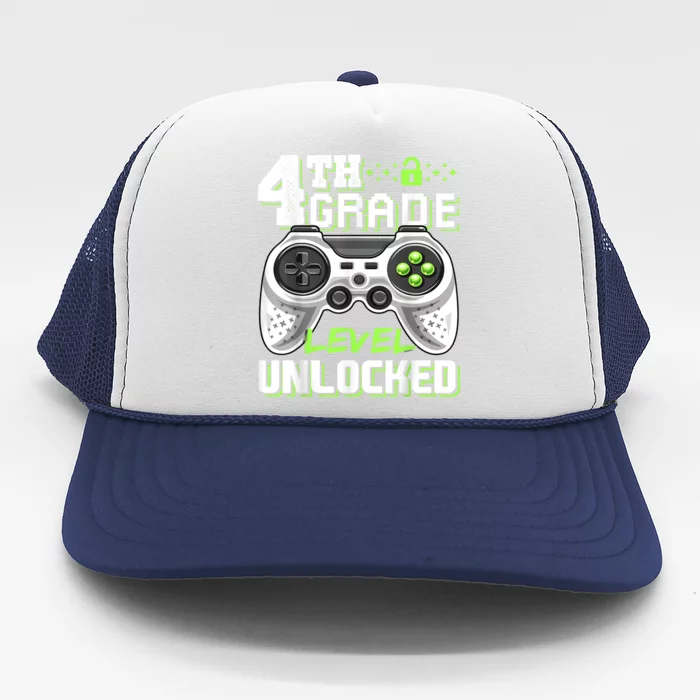 4th Grade Level Unlocked Video Game Back To School Boy Trucker Hat