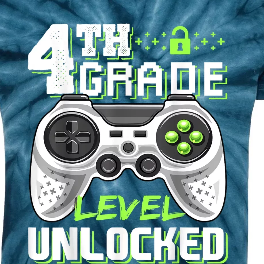 4th Grade Level Unlocked Video Game Back To School Boy Kids Tie-Dye T-Shirt