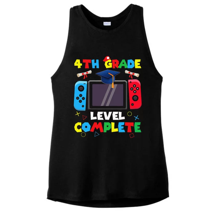 4th Grade Level Complete Graduation Class Of 2024 Boy Gamer Ladies Tri-Blend Wicking Tank