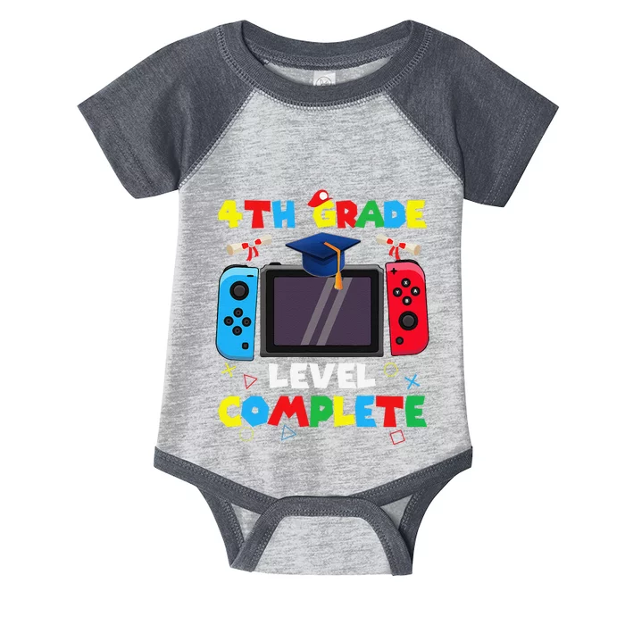 4th Grade Level Complete Graduation Class Of 2024 Boy Gamer Infant Baby Jersey Bodysuit