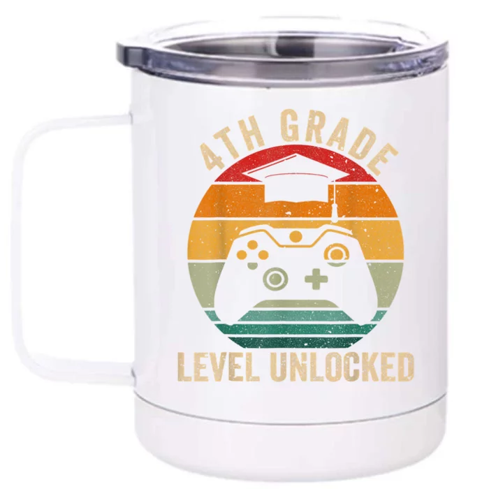 4th Grade Level Unlocked Vintage Back To School Video Gamer Front & Back 12oz Stainless Steel Tumbler Cup