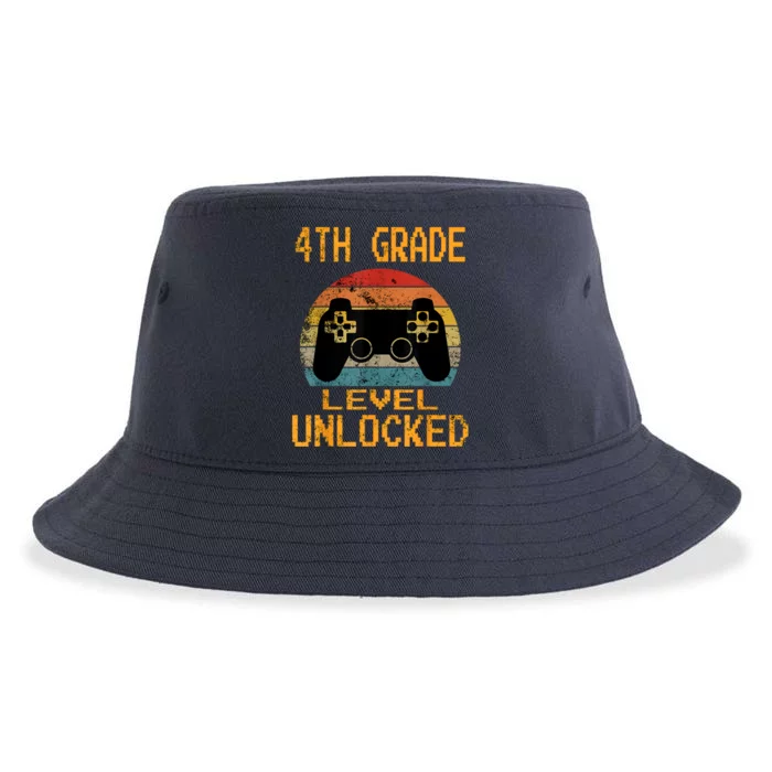 4th Grade Level Unlocked Video Gamer Back To School Boy Sustainable Bucket Hat