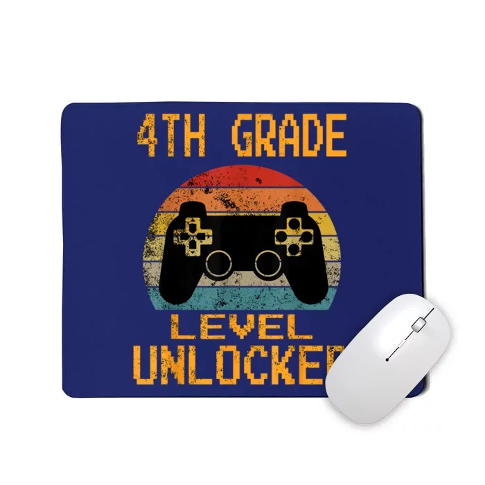 4th Grade Level Unlocked Video Gamer Back To School Boy Mousepad