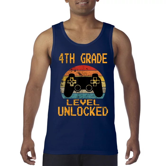 4th Grade Level Unlocked Video Gamer Back To School Boy Tank Top