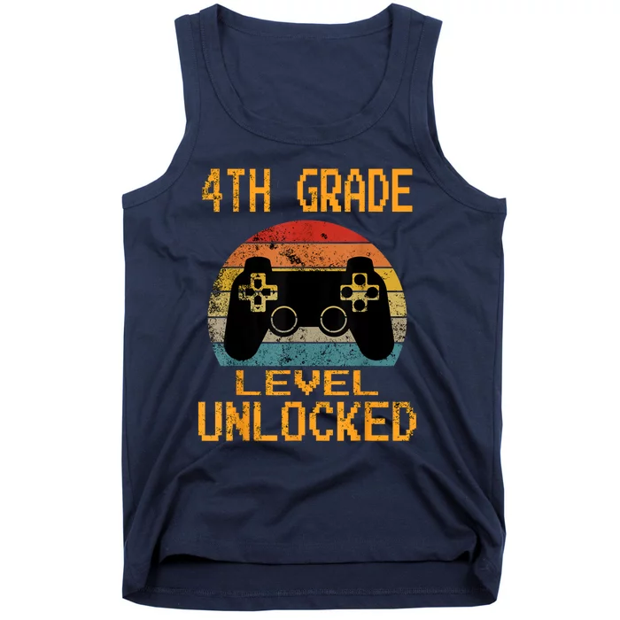 4th Grade Level Unlocked Video Gamer Back To School Boy Tank Top