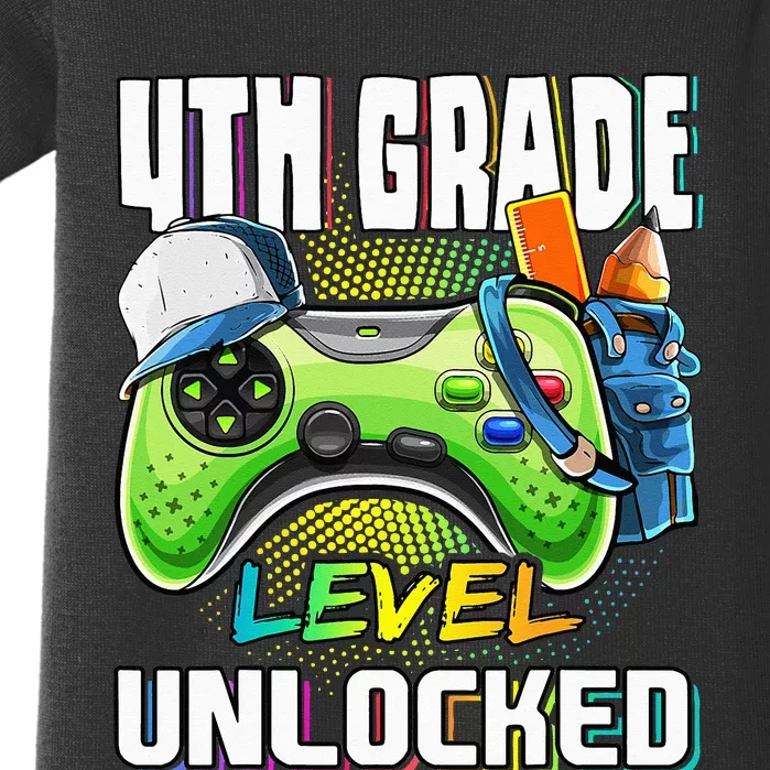 4th Grade Level Unlocked Video Game Back to School Baby Bodysuit