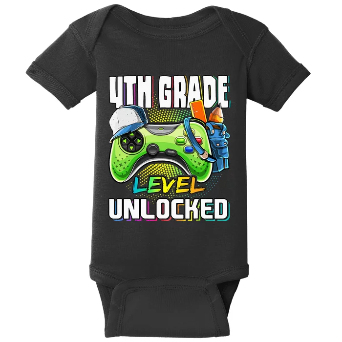 4th Grade Level Unlocked Video Game Back to School Baby Bodysuit