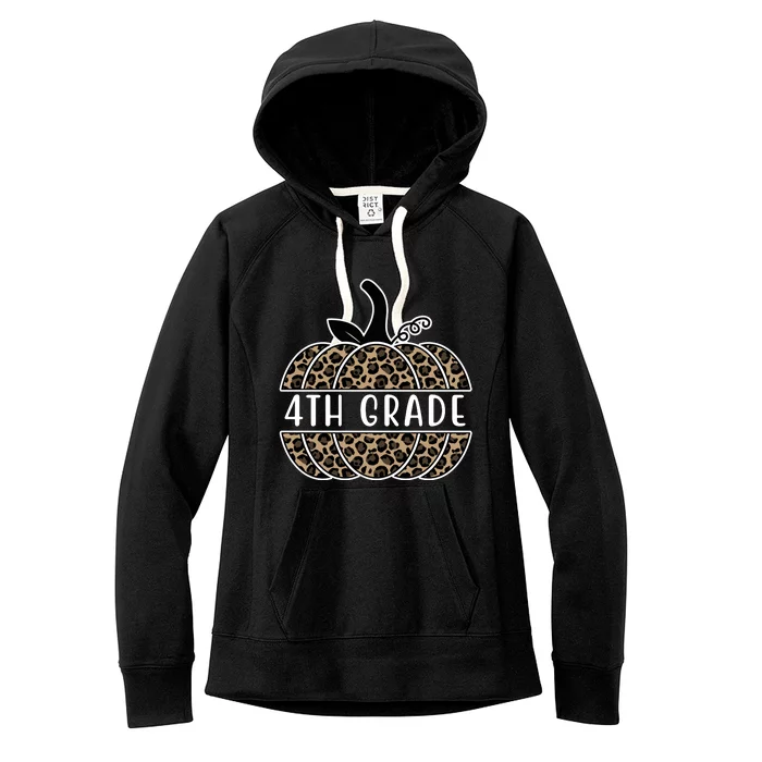 4th Grade Leopard Pumpkin Women's Fleece Hoodie