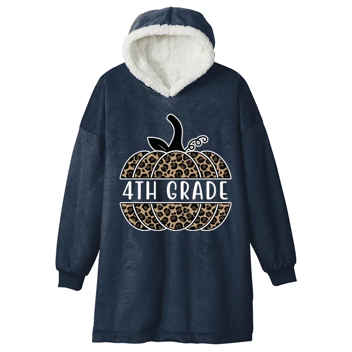 4th Grade Leopard Pumpkin Hooded Wearable Blanket