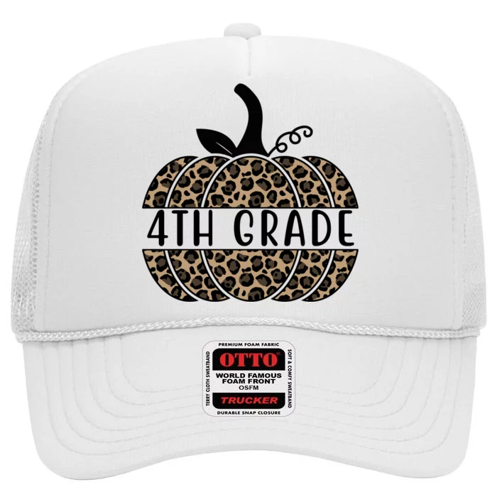 4th Grade Leopard Pumpkin High Crown Mesh Trucker Hat