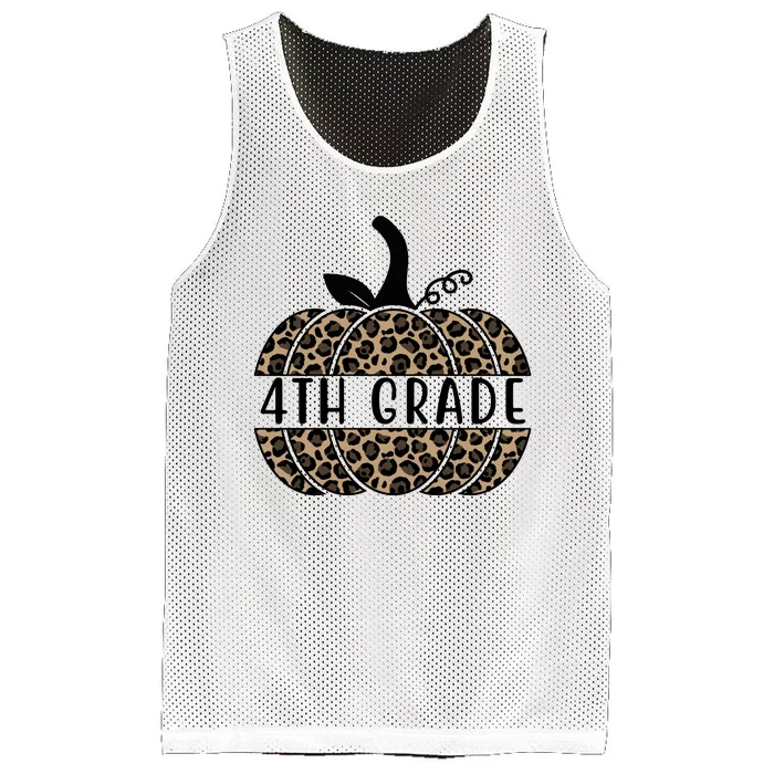 4th Grade Leopard Pumpkin Mesh Reversible Basketball Jersey Tank