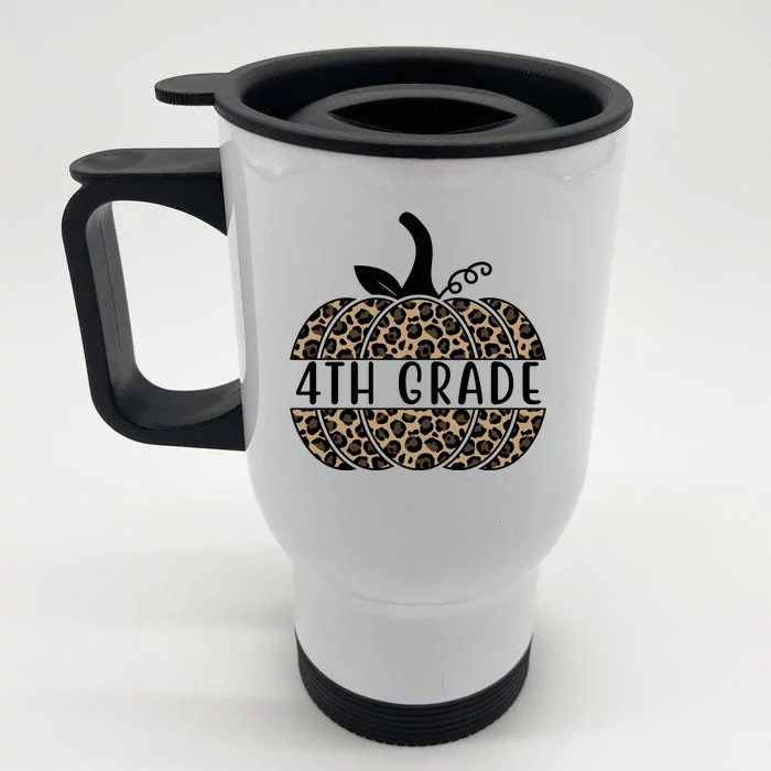 4th Grade Leopard Pumpkin Front & Back Stainless Steel Travel Mug