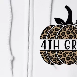 4th Grade Leopard Pumpkin Full Zip Hoodie