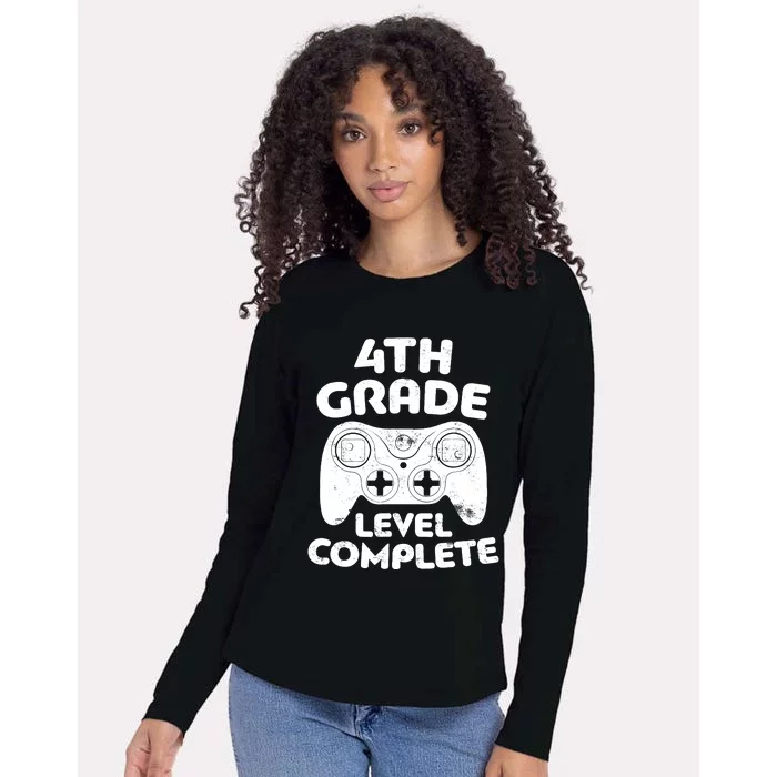 4th Grade Level Complete Video Gamer Graduation Womens Cotton Relaxed Long Sleeve T-Shirt