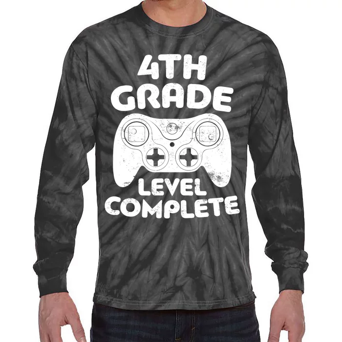 4th Grade Level Complete Video Gamer Graduation Tie-Dye Long Sleeve Shirt