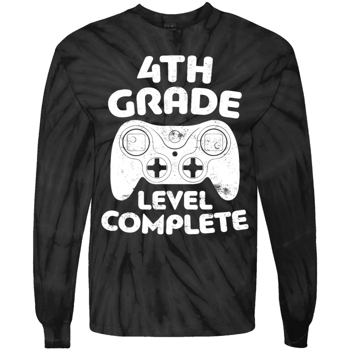 4th Grade Level Complete Video Gamer Graduation Tie-Dye Long Sleeve Shirt