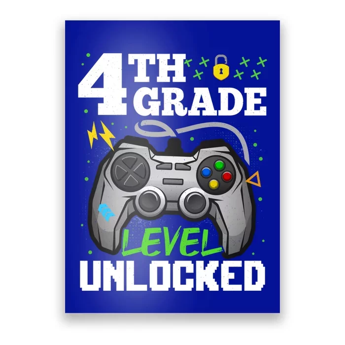 4Th Grade Level Unlocked Video Game Team Fourth Grade Cool Gift Poster