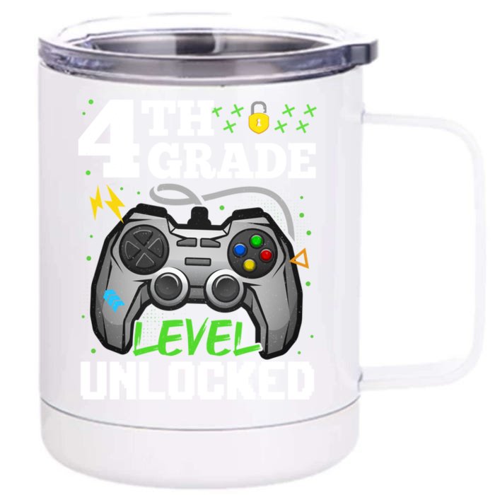 4Th Grade Level Unlocked Video Game Team Fourth Grade Cool Gift Front & Back 12oz Stainless Steel Tumbler Cup