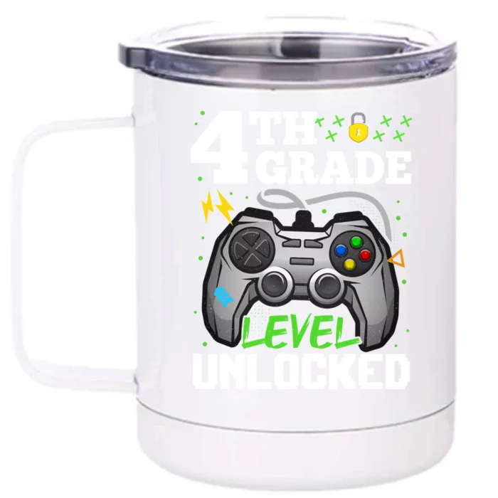 4Th Grade Level Unlocked Video Game Team Fourth Grade Cool Gift Front & Back 12oz Stainless Steel Tumbler Cup