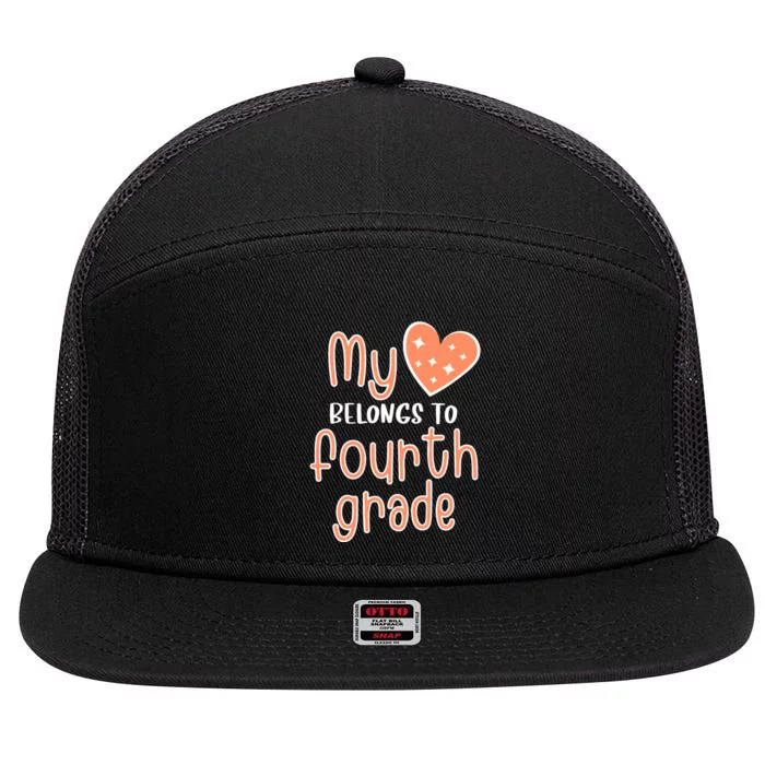 4th Grade My Belongs To Fourth Grade Teacher Back To School Teacher Gift 7 Panel Mesh Trucker Snapback Hat