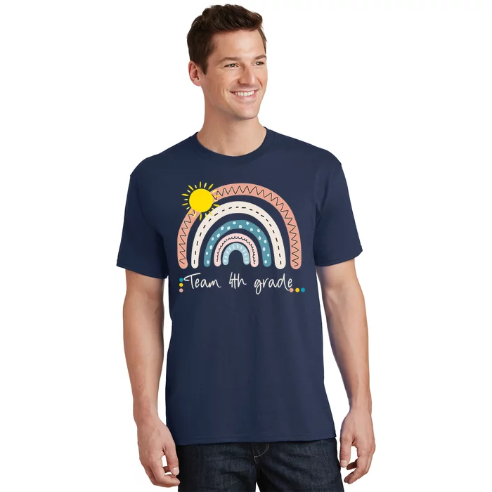 4Th Grade Of Team PreK Squad Crew Teacher Rainbow T-Shirt