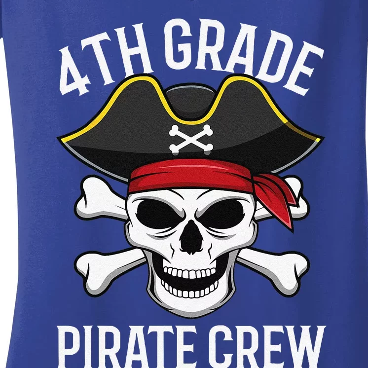 4th Grade Pirate Crew Halloween Costume Student Teacher Women's V-Neck T-Shirt