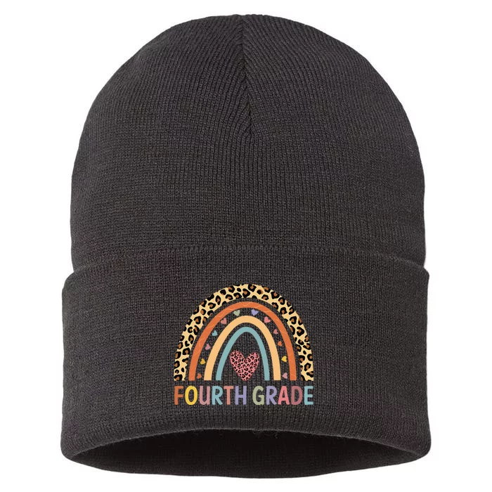 4th Grade Rainbow Teacher Team Fourth Grade squad Sustainable Knit Beanie