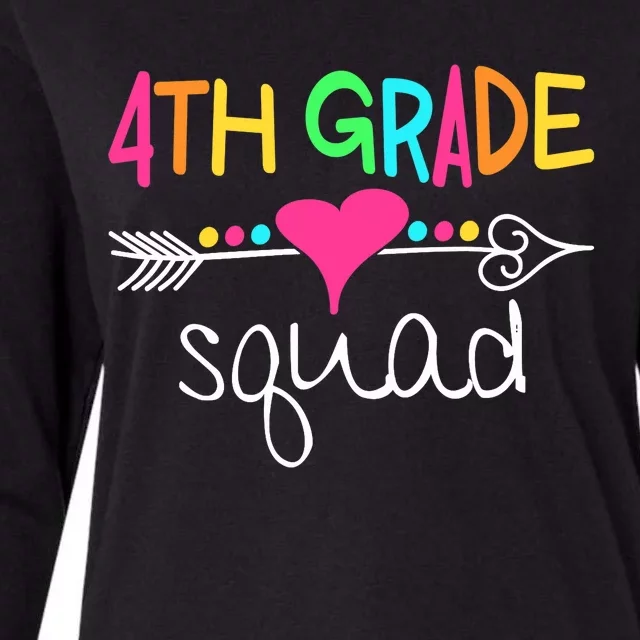 4th Grade Squad Fourth Teacher Student Team Back To School Womens Cotton Relaxed Long Sleeve T-Shirt