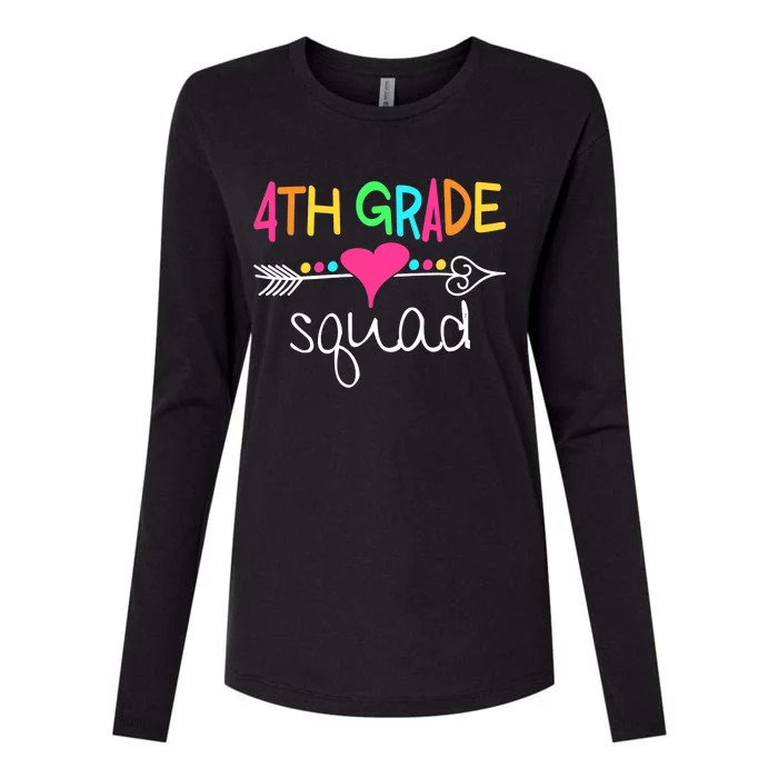 4th Grade Squad Fourth Teacher Student Team Back To School Womens Cotton Relaxed Long Sleeve T-Shirt