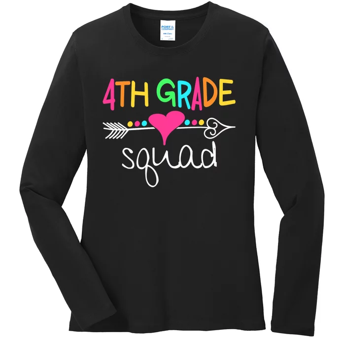 4th Grade Squad Fourth Teacher Student Team Back To School Ladies Long Sleeve Shirt