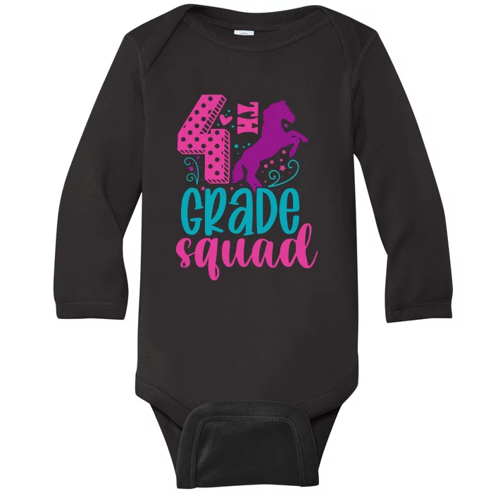 4th Grade Squad Back To School Teacher Fourth Grade Gift Baby Long Sleeve Bodysuit