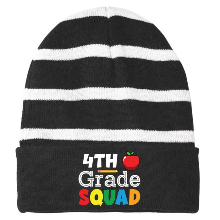 4th Grade Squad Back To School Striped Beanie with Solid Band