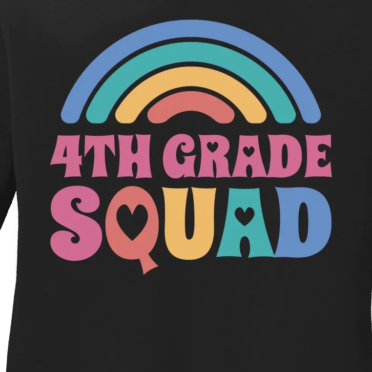 4th Grade Squad Rainbow Ladies Long Sleeve Shirt